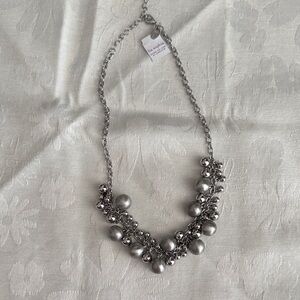 Lia Sophia Silver-Tone Cluster Pearl Statement Necklace